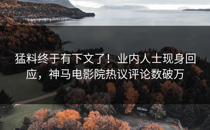 猛料终于有下文了！业内人士现身回应，神马电影院热议评论数破万