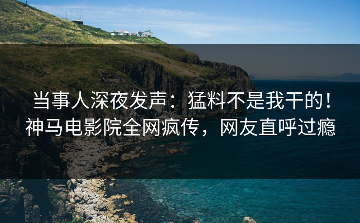 当事人深夜发声：猛料不是我干的！神马电影院全网疯传，网友直呼过瘾